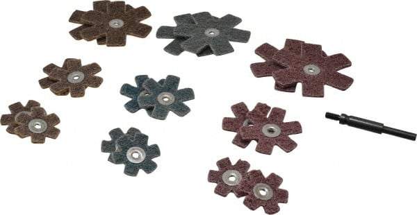 Superior Abrasives - 17 Piece Aluminum Oxide Sanding Star Kit - Contains 1-1/2, 2 & 3" Diam Coarse, Medium & Very Fine Polishing & Sanding Stars - All Tool & Supply