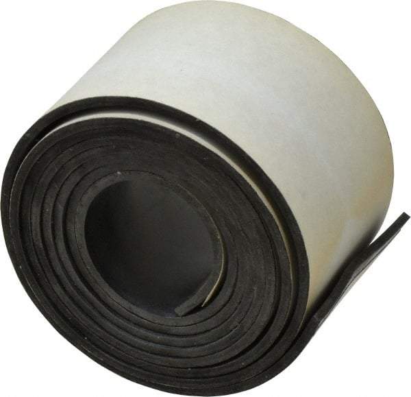 Made in USA - 60" Long, 2" Wide, 0.093" Thick, Buna-N Rubber Foam Sheet - 50 to 60 Durometer, Black, -20 to 180°F, 2,500 psi Tensile Strength, Adhesive Backing, Stock Length - All Tool & Supply