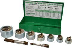 Greenlee - 17 Piece, 2" Punch Hole Diam, Hydraulic Knockout Set - Round Punch, 10 Gage Mild Steel - All Tool & Supply