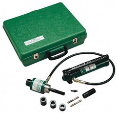 Greenlee - 9 Piece, 1/2 to 2" Punch Hole Diam, Hydraulic Knockout Set - Round Punch, 10 Gage Mild Steel - All Tool & Supply