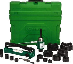 Greenlee - 20 Piece, 4" Punch Hole Diam, Hydraulic Knockout Set - Round Punch, 10 Gage Mild Steel - All Tool & Supply