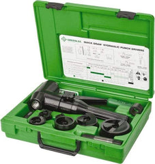 Greenlee - 9 Piece, 2" Punch Hole Diam, Hydraulic Punch Driver Kit - Round Punch, 10 Gage Mild Steel - All Tool & Supply