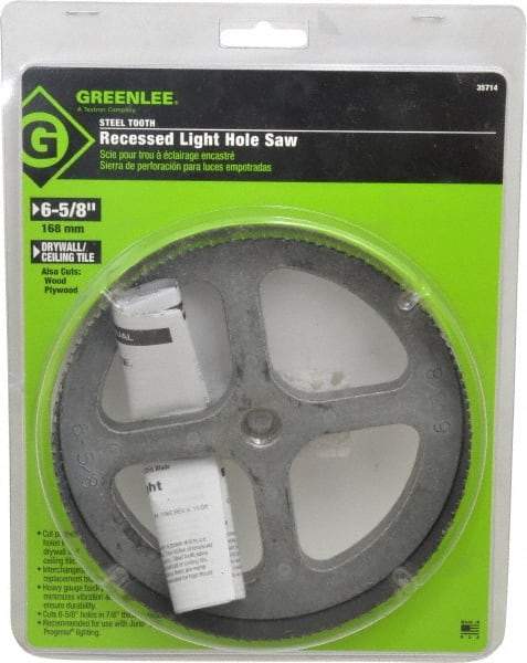 Greenlee - 6-5/8" Diam, 7/8" Cutting Depth, Hole Saw - High Speed Steel Saw - All Tool & Supply