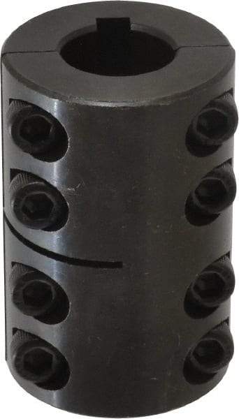 Climax Metal Products - 20mm Inside x 42mm Outside Diam, Metric Two Piece Clamping Rigid Coupling with Keyway - 65mm Long x 6mm Keyway Width x 2.8mm Keyway Depth - All Tool & Supply