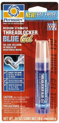 Permatex - 10 Gal Tube, Blue, Medium Strength Gel Threadlocker - Series 240, 24 hr Full Cure Time, Hand Tool Removal - All Tool & Supply