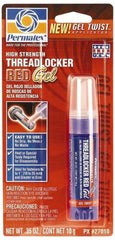 Permatex - 10 Gal Tube, Red, High Strength Gel Threadlocker - Series 270, 24 hr Full Cure Time, Hand Tool, Heat Removal - All Tool & Supply