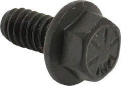 Value Collection - 1/4-20 UNC, 1/2" Length Under Head, Hex Drive Flange Bolt - 1/2" Thread Length, Grade 8 Alloy Steel, Smooth Flange, Phosphate & Oil Finish - All Tool & Supply