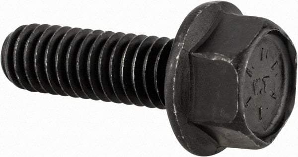 Value Collection - 5/16-18 UNC, 1" Length Under Head, Hex Drive Flange Bolt - 1" Thread Length, Grade 8 Alloy Steel, Smooth Flange, Phosphate & Oil Finish - All Tool & Supply