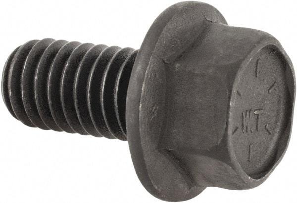 Value Collection - 3/8-16 UNC, 3/4" Length Under Head, Hex Drive Flange Bolt - 3/4" Thread Length, Grade 8 Alloy Steel, Smooth Flange, Phosphate & Oil Finish - All Tool & Supply