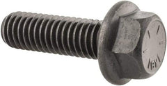 Value Collection - 3/8-16 UNC, 1-1/4" Length Under Head, Hex Drive Flange Bolt - 1-1/4" Thread Length, Grade 8 Alloy Steel, Smooth Flange, Phosphate & Oil Finish - All Tool & Supply