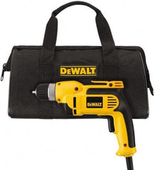 DeWALT - 3/8" Keyless Chuck, 2,500 RPM, Pistol Grip Handle Electric Drill - 8 Amps, Reversible, Includes Kit Box - All Tool & Supply