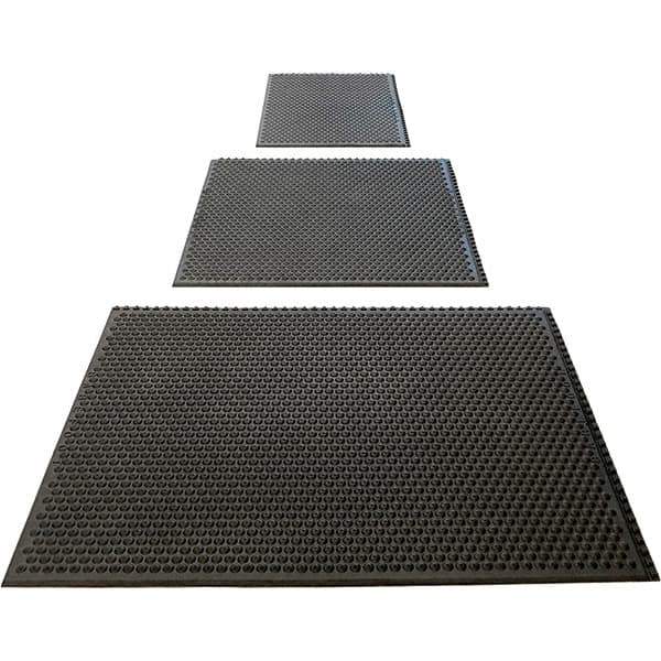 Barefoot - 3' Long x 3' Wide, Dry/Wet Environment, Anti-Fatigue Matting - Black, Nitrile Rubber with Nitrile Rubber Base - All Tool & Supply