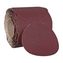 3M - 6" Diam, 60 Grit Ceramic Adhesive PSA Disc - Medium Grade, Red, F Weighted Backing, Flexible, Use with Random Orbital Sanders - All Tool & Supply