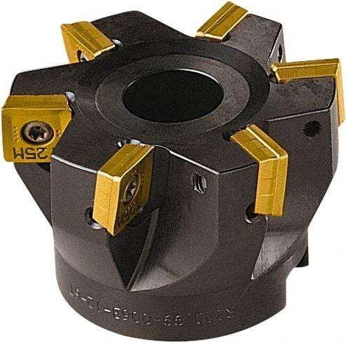 Seco - 6 Inserts, 63mm Cut Diam, 22mm Arbor Diam, 11mm Max Depth of Cut, Indexable Square-Shoulder Face Mill - 90° Lead Angle, 40mm High, SONX 1205 Insert Compatibility, Series Midi Square - All Tool & Supply