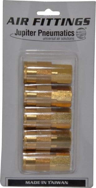 Value Collection - 5 Piece 3/8" Body 3/8 NPT 145 psi Brass Industrial Pneumatic Coupling Plug Set - All Tool & Supply