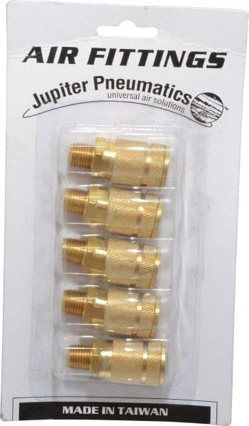 Value Collection - 5 Piece 1/4" Body 1/4 NPT 145 psi Brass Tru-Flate Automotive Pneumatic Coupling Plug Set - All Tool & Supply