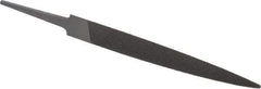 Grobet - 4" Standard Precision Swiss Pattern Half Round File - Double Cut, 15/32" Width Diam x 9/64" Thick, With Tang - All Tool & Supply