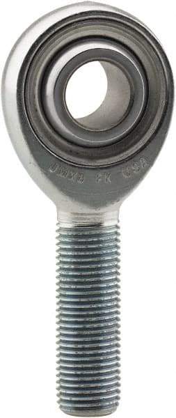 Made in USA - 1" ID, 2.95" Max OD, 107,182 Lb Max Static Cap, Plain Male Spherical Rod End - 1-1/4 - 12 LH, 2-1/2" Shank Length, Alloy Steel with Steel Raceway - All Tool & Supply