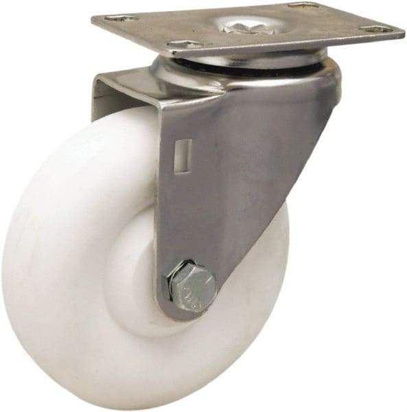 Hamilton - 4" Diam x 1-3/8" Wide x 5-1/8" OAH Top Plate Mount Swivel Caster - Polyolefin, 300 Lb Capacity, Plain Bore Bearing, 2-3/8 x 3-5/8" Plate - All Tool & Supply