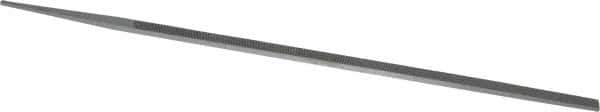 Grobet - 10" Standard Precision Swiss Pattern Narrow Pillar File - Double Cut, 11/32" Width Diam x 11/64" Thick, With Tang - All Tool & Supply