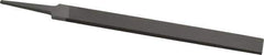 Grobet - 8" Standard Precision Swiss Pattern Hand File - Double Cut, 29/32" Width Diam x 3/16" Thick, With Tang - All Tool & Supply