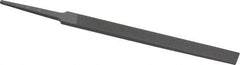 Grobet - 4" Standard Precision Swiss Pattern Regular Pillar File - Double Cut, 3/8" Width Diam x 1/8" Thick, With Tang - All Tool & Supply