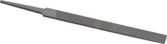 Grobet - 4" Standard Precision Swiss Pattern Regular Pillar File - Double Cut, 3/8" Width Diam x 1/8" Thick, With Tang - All Tool & Supply