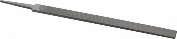 Grobet - 10" Standard Precision Swiss Pattern Regular Pillar File - Double Cut, 23/32" Width Diam x 15/64" Thick, With Tang - All Tool & Supply