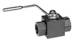 Parker - 1-1/4" Pipe, Carbon Steel Standard Ball Valve - Inline - Two Way Flow, SAE x SAE Ends, Lever Handle, 6,000 WOG - All Tool & Supply