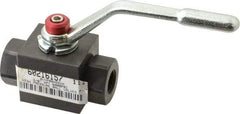 Parker - 3/8" Pipe, Carbon Steel Standard Ball Valve - Inline - Two Way Flow, FNPT x FNPT Ends, Lever Handle, 7,500 WOG - All Tool & Supply