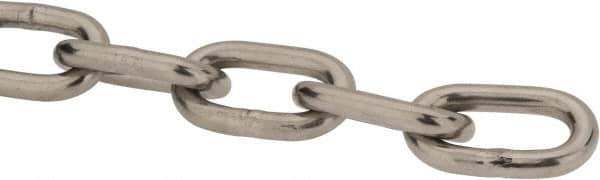 Value Collection - 3/16" Welded Stainless Steel Chain - 1,200 Lb Capacity, Grade 30, Cut to Length, Stainless Steel, Bright Finish - All Tool & Supply