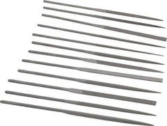 Grobet - 12 Piece Swiss Pattern File Set - 5-1/2" Long, 0 Coarseness, Set Includes Barrette, Crossing, Equalling, Half Round, Knife, Marking, Round, Round Edge Joint, Slitting, Square, Three Square, Warding - All Tool & Supply