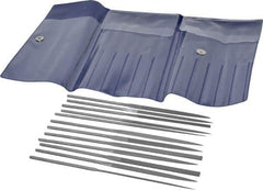 Grobet - 12 Piece Swiss Pattern File Set - 5-1/2" Long, 2 Coarseness, Set Includes Barrette, Crossing, Equalling, Half Round, Knife, Marking, Round, Round Edge Joint, Slitting, Square, Three Square, Warding - All Tool & Supply