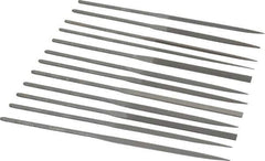 Grobet - 12 Piece Swiss Pattern File Set - 6-1/4" Long, 0 Coarseness, Set Includes Barrette, Crossing, Equalling, Half Round, Knife, Marking, Round, Round Edge Joint, Slitting, Square, Three Square, Warding - All Tool & Supply