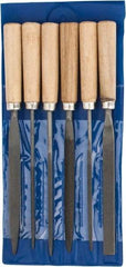 Grobet - 6 Piece American Pattern File Set - 7" Long, Set Includes Flat, Half Round, Round, Square, Three Square, Warding - All Tool & Supply