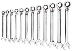 GearWrench - 12 Piece, 8mm to 19mm, Ratcheting Combination Wrench Set - Metric Measurement Standard, Chrome Finish, Comes in Tray - All Tool & Supply