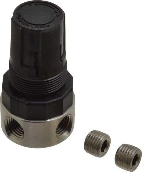 Parker - 1/4 NPT Port, 12 CFM, Stainless Steel Miniature Regulator - 0 to 125 psi Range, 300 Max psi Supply Pressure, 1/4" Gauge Port Thread, 1.56" Wide x 3.06" High - All Tool & Supply