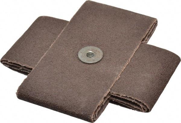 Made in USA - 60 Grit, Medium Grade, Aluminum Oxide Cross Pad - 4" Long x 2" Wide x 2" Thick, Cloth Backed, X Backing Weight, 10 Ply, 12,000 Max RPM - All Tool & Supply