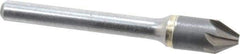 Made in USA - 3/8" Head Diam, 1/4" Shank Diam, 6 Flute 60° Solid Carbide Countersink - Bright Finish, 2-1/2" OAL, 1/8" Nose Diam, Single End, Straight Shank, Right Hand Cut - All Tool & Supply