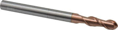 Accupro - 1/2" Diam, 1-1/2" LOC, 2 Flute Solid Carbide Ball End Mill - TiCN Finish, Single End, 6" OAL, 1/2" Shank Diam, Spiral Flute - All Tool & Supply