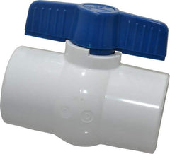 NIBCO - 2" Pipe, Standard Port, PVC Miniature Ball Valve - 1 Piece, Inline - One Way Flow, Solvent x Solvent Ends, Tee Handle, 150 WOG - All Tool & Supply