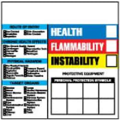 NMC - "Health - Flammability - Instability", 6" Long x 6" Wide, Pressure-Sensitive Vinyl Safety Sign - Square, 0.004" Thick, Use for Hazardous Materials - All Tool & Supply