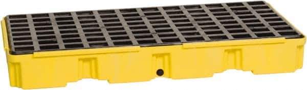 Eagle - 30 Gal Sump, 5,000 Lb Capacity, 2 Drum, Polyethylene Spill Deck or Pallet - 51-1/2" Long x 26-1/4" Wide x 6-1/2" High, Yellow, Drain Included, Low Profile, Vertical, Inline Drum Configuration - All Tool & Supply