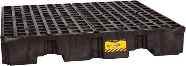 Eagle - 66 Gal Sump, 8,000 Lb Capacity, 4 Drum, Polyethylene Spill Deck or Pallet - 51-1/2" Long x 51-1/2" Wide x 8" High, Black, Liftable Fork, Vertical, 2 x 2 Drum Configuration - All Tool & Supply