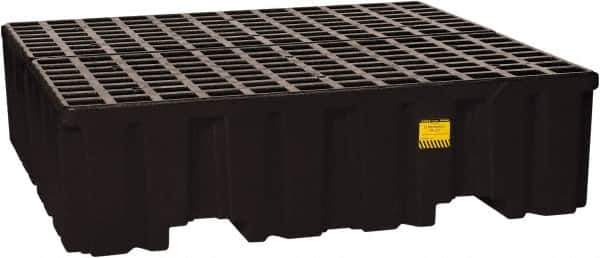 Eagle - 132 Gal Sump, 8,000 Lb Capacity, 4 Drum, Polyethylene Spill Deck or Pallet - 52-1/2" Long x 51-1/2" Wide x 13-3/4" High, Black, Liftable Fork, Vertical, 2 x 2 Drum Configuration - All Tool & Supply