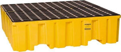 Eagle - 132 Gal Sump, 8,000 Lb Capacity, 4 Drum, Polyethylene Spill Deck or Pallet - 52-1/2" Long x 51-1/2" Wide x 13-3/4" High, Yellow, Liftable Fork, Vertical, 2 x 2 Drum Configuration - All Tool & Supply