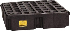 Eagle - 12 Gal Sump, 2,000 Lb Capacity, 1 Drum, Polyethylene Spill Deck or Pallet - 26-1/4" Long x 26" Wide x 6-1/2" High, Black, Drain Included, Low Profile, Vertical, Inline Drum Configuration - All Tool & Supply