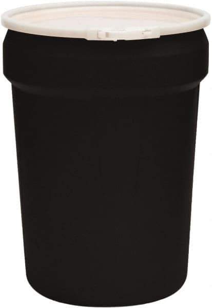 Eagle - 30 Gallon Black Tapered Cylinder Polyethylene Open Head Drum - 28-1/2" High x 21" Diam - All Tool & Supply