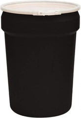 Eagle - 30 Gallon Black Tapered Cylinder Polyethylene Open Head Drum - 28-1/2" High x 21" Diam - All Tool & Supply