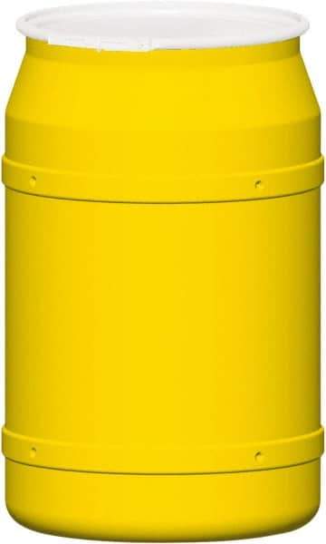 Eagle - 55 Gallon Yellow Cylindrical Polyethylene Open Head Drum - 36-3/8" High x 23" Diam - All Tool & Supply